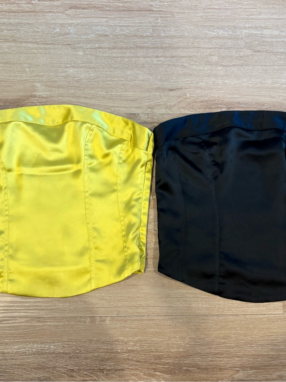 Wild Fable Yellow and Black Bustier Satin Strapless Tank Top Bundle